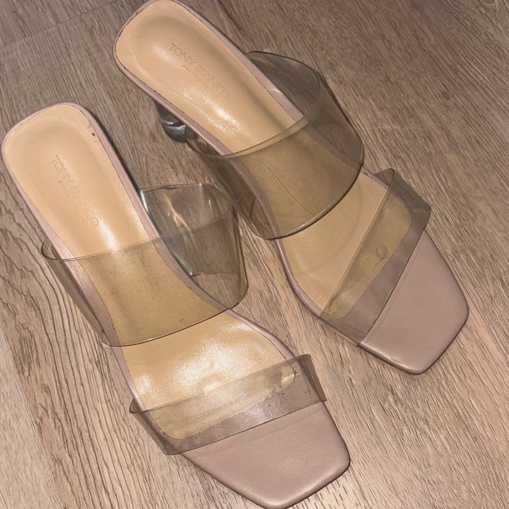 Sabelle Sandal in Clear Vynalite & Skin Capretto by Tony Bianco